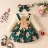 Nicoxijia Baby Girl Christmas Outfits Long Sleeve Cartoon Bodysuit Romper Overall Skirt Dress Headband Infant Girl Clothes (I-Green, 12-18 Months) view 3