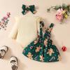 Nicoxijia Baby Girl Christmas Outfits Long Sleeve Cartoon Bodysuit Romper Overall Skirt Dress Headband Infant Girl Clothes (I-Green, 12-18 Months) view 4