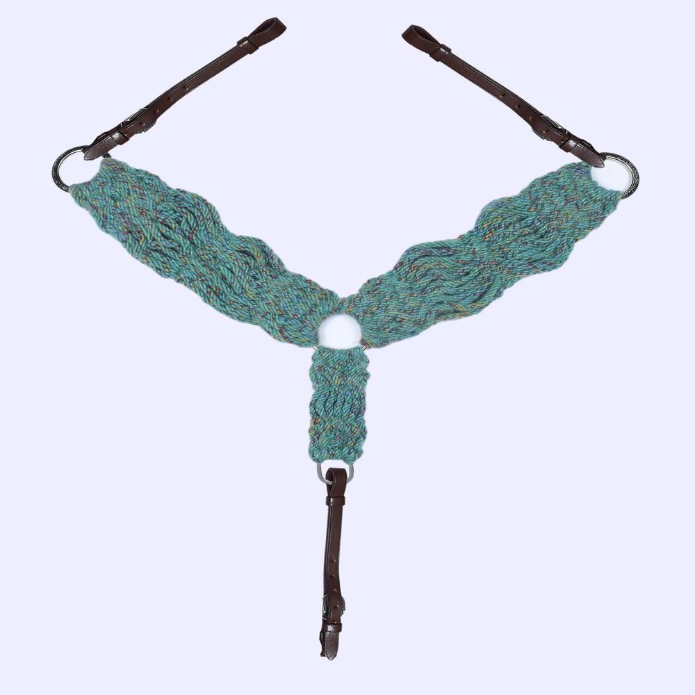 Cheval's International 25 Strand Wool Mohair Breast Collars, Horse Equestrian Breast Collars, Horse Riding Equipment and Stylish Collar (Full,Sea Green)