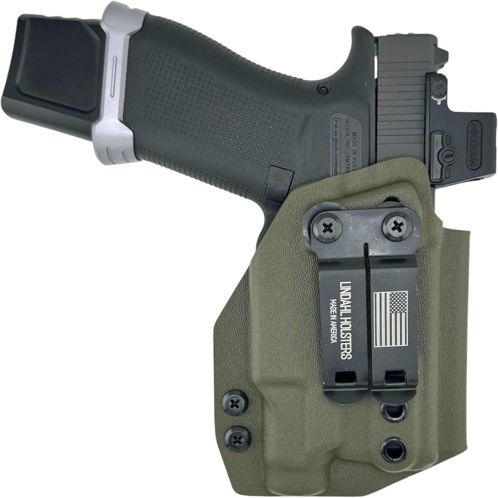 Lindahl Holsters IWB Kydex Holster Compatible with Glock 43X MOS + TLR-7 Sub (Glock Rail) Not Compatible with Non-Railed 43X/43/48 Concealed Carry Made in USA (OD Green Kydex, Left Hand)