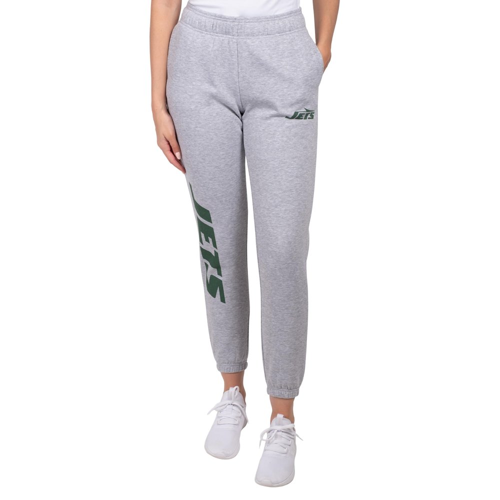 Ultra Game NFL Official Women's Super Soft Fleece Jogger Sweatpants, New York Jets, Heather Grey, Small