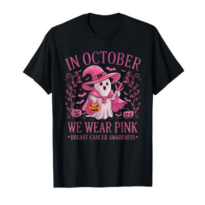 In October We Wear Pink Breast Cancer Awareness Halloween T-Shirt