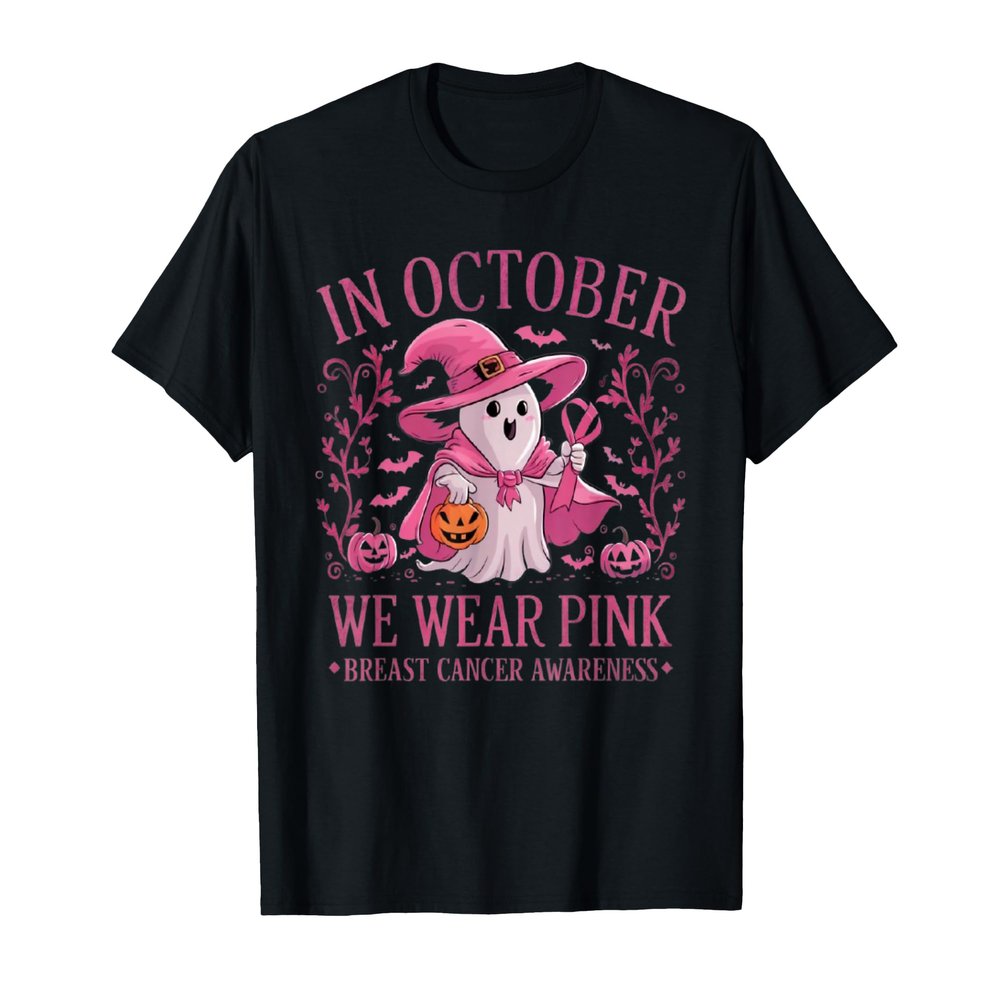 In October We Wear Pink Breast Cancer Awareness Halloween T-Shirt