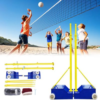 Volleyball Poles for Backyard,Heavy Duty Volleyball/Badminton Poles with Nets, Indoor Volleyball Nets with Poles with 4 Adjustable Heights,Portable Outdoor Badminton Poles for Adult Kids School