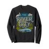 Retro River City Sunset and Wildlife Design Sweatshirt view 1