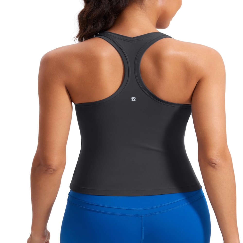 CRZ YOGA Butterluxe Racerback Tank Tops for Women - Yoga Workout Casual Gym Athletic Camisole Tight Sleeveless Shirts Mysterious Grey X-Small