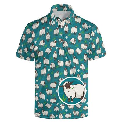 GDEVIG Mens Funny Polo Shirts, Sheep Animal Golf Shirts Short Sleeve, Moisture Wicking Quick-Dry Business Casual Shirt for Men