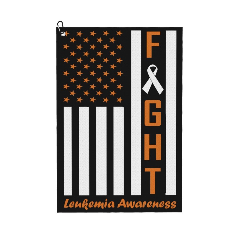 ASEDFGT Fight Leukemia Awareness Golf Towel 16 x 24 Inch Golf Towels for Golf Bags Polyester Golf Towel with Carabiner Clip Men and Women Golf Accessories