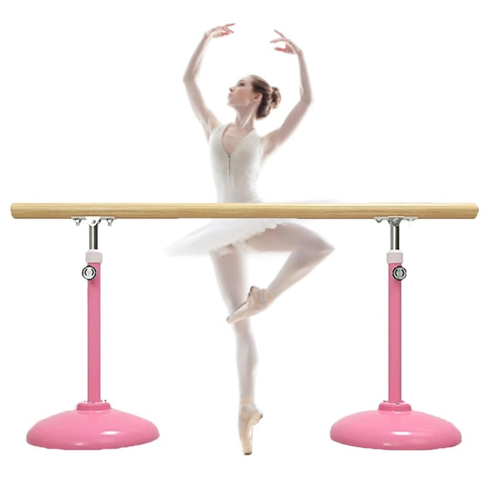 XAWSOP Ballet Barre Mobile Ballet Barre for Household Dance Rooms, Adjustable Height 80-120cm, 500kg Load-Bearing Capacity, Pink,Pink-1M/3.3FT