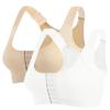 2PC Front Closure Bras for Women, Active Workout Yoga Bras Full Coverage No Underwire Adjustable Back Support Bra White view 1