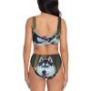 Husky Dog Print Women Swimsuit Bikini Set Push Up Cheeky Two Piece Bathing Suit Top Wide Straps Black view 3