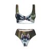 Husky Dog Print Women Swimsuit Bikini Set Push Up Cheeky Two Piece Bathing Suit Top Wide Straps Black view 4