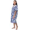 Women's Short Sleeve Woven Snap-Front Closure Floral Embroidery Housecoat Duster Lounge Nightgown Robe with Front Pockets, Navy Blue X-Large view 4