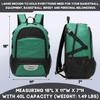 AIRTTUZ Basketball Backpack with Separate Ball Compartment and Shoes Pocket, Large Capacity Sports Equipment Bags for Basketball, Soccer, and Volleyball. (green) view 2