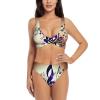 Purple Music Notes Print Women Swimsuit Bikini Set Push Up Cheeky Two Piece Bathing Suit Top Wide Straps view 1