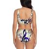 Purple Music Notes Print Women Swimsuit Bikini Set Push Up Cheeky Two Piece Bathing Suit Top Wide Straps view 3