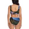 Canadian Smokey Mountain Cliff Print Women Swimsuit Bikini Set Push Up Cheeky Two Piece Bathing Suit Top Wide Straps Black view 3