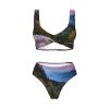 Canadian Smokey Mountain Cliff Print Women Swimsuit Bikini Set Push Up Cheeky Two Piece Bathing Suit Top Wide Straps Black view 4