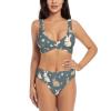 Rabbit Background Print Women Swimsuit Bikini Set Push Up Cheeky Two Piece Bathing Suit Top Wide Straps Black view 1