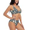 Rabbit Background Print Women Swimsuit Bikini Set Push Up Cheeky Two Piece Bathing Suit Top Wide Straps Black view 2