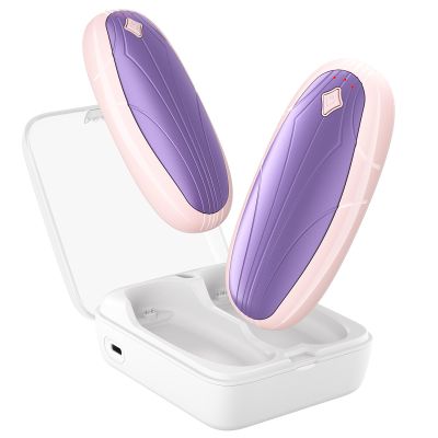 Hand Warmers Rechargeable 2 Pack, 14000mAh Electric Hand Warmers with Wireless Charging Case, AI Chip 3 Heat Settings Up to 50-Hour Portable Pocket Heater, Gifts for Christmas (Purple)