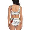 Violin Sheet Music Print Women Swimsuit Bikini Set Push Up Cheeky Two Piece Bathing Suit Top Wide Straps Black view 3