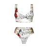 Violin Sheet Music Print Women Swimsuit Bikini Set Push Up Cheeky Two Piece Bathing Suit Top Wide Straps Black view 4
