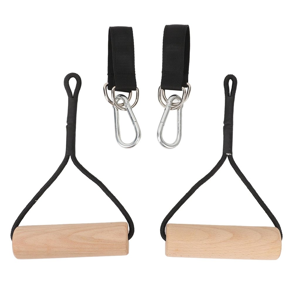 ZJchao Wooden Gymnastic Rings Portable Pull Up Handles Arm Strength Trainer with Storage Bag