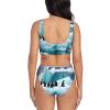 Penguins On The Iceberg Print Women Swimsuit Bikini Set Push Up Cheeky Two Piece Bathing Suit Top Wide Straps Black view 3
