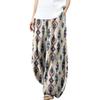 MARSVOVO Palazzo Pants for Women Dressy Casual Elastic Waist Wide Leg Harem Pants Ethnic Western Print Loose Lounge House Fall Pants Plus Size Modest Beige,S view 1