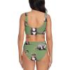 Red Squirrel Print Women Swimsuit Bikini Set Push Up Cheeky Two Piece Bathing Suit Top Wide Straps view 3