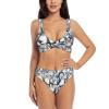 Cute Baby Penguins Sketch Print Women Swimsuit Bikini Set Push Up Cheeky Two Piece Bathing Suit Top Wide Straps Black view 1