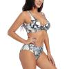 Cute Baby Penguins Sketch Print Women Swimsuit Bikini Set Push Up Cheeky Two Piece Bathing Suit Top Wide Straps Black view 2