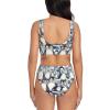 Cute Baby Penguins Sketch Print Women Swimsuit Bikini Set Push Up Cheeky Two Piece Bathing Suit Top Wide Straps Black view 3