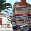Zhyaj Women's Fair Isle Pullover Sweaters Vintage Sweaters Fall Winter Oversized Casual Striped Crewneck Long Sleeve Pullover Knitted Top Halloween Sweater, A Sheep Green, M view 4