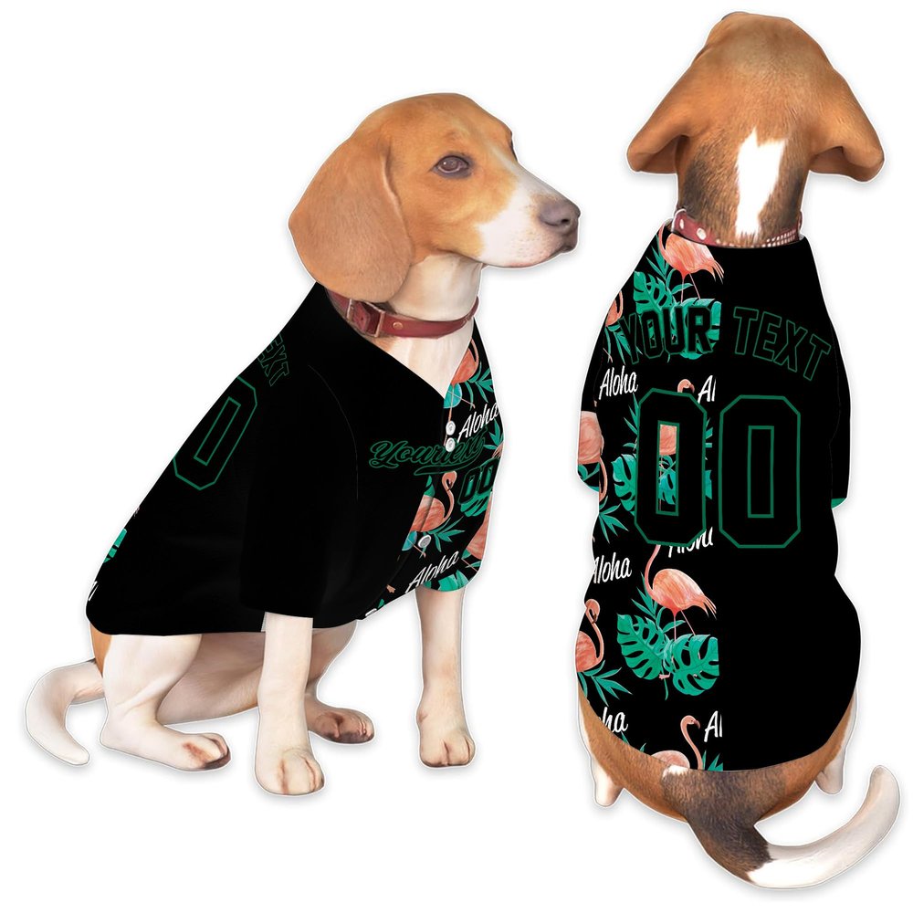 Custom Name Team Name Number Half Hawaiian Black Dog Baseball Jersey, Personalized Baseball Team Dog Shirts Cat Pet Costume