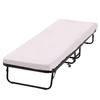 Dopinmin Folding Guest Bed with Wheels Portable Bed Extra Roll Away Foldable 3.9 Inch Comfort Foam Mattress Strong Sturdy Heavy Duty Frame for Home Restaurant, White