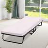 Dopinmin Folding Guest Bed with Wheels Portable Bed Extra Roll Away Foldable 3.9 Inch Comfort Foam Mattress Strong Sturdy Heavy Duty Frame for Home Restaurant, White view 2