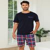 SPKPKEY Men Pajama Set Cotton Couples Matching Pajamas Short Sleeve Sleepwear 2 Piece Pjs Sets Loungewear Nightwear view 3
