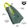 Arena Unisex Adult Powerfin Pro II Swim Training Fins Men and Women Silicone Short Blade Flippers Left/Right Customized, Sage/Arctic Lime, Size 12.5-13.5 view 2