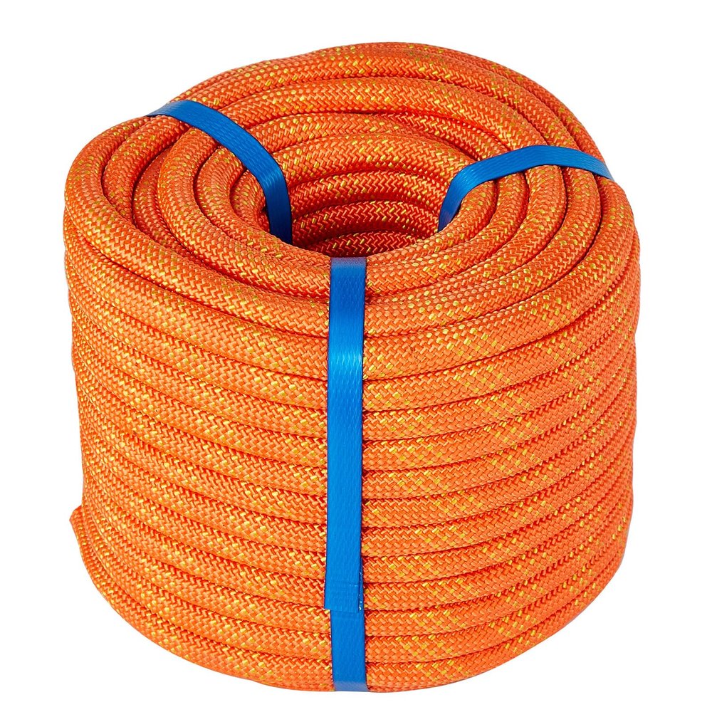 3/8 Inch 120ft Double Braided Polyester Arborist Rope, Heavy Duty Nylon Rope for Anchor, Tree Work, Cargo, Pulling, Sailing(Orange)