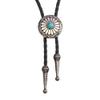 Bolo Tie Rodeo Cowboy Leather Necktie Western Necklace for Men,Women Leather Necklace with Turquoise Stone (Blue) view 1