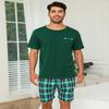 SPKPKEY Men's Pajama Sets Cotton 2 Piece Pjs Matching Couples Pajamas Short Sleeve Tops and Shorts Soft Sleepwear view 2