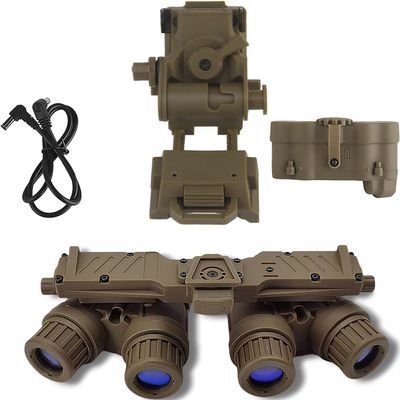 Cosplay & Airsoft Prop: GPNVG 18 Dummy Night Vision Goggles, Non-Functional 4-Tube Binocular Model with Helmet Mount (Tan)