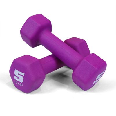 WF Athletic Supply Vibrant Multiple Color 5 LB Hex Shaped Neoprene Dumbbells/Hand Weights with Non-Slip Grip for Home Gym Equipment Workouts Strength Training Free Weights - Sold in Pairs