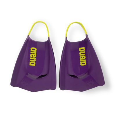 Arena Unisex Adult Powerfin Pro II Swim Training Fins Men and Women Silicone Short Blade Flippers Left/Right Customized, Plum/Arctic Lime, Size 9.5-10.5