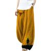 MARSVOVO Palazzo Pants for Women Dressy Elastic Waist Streetwear Hippie Pants Plus Size Baggy Casual Trendy Fall Harem Wide Leg Pants with Side Pockets Cowgirl Orange,S view 1