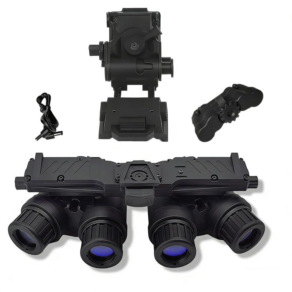 Cosplay & Airsoft Prop: GPNVG 18 Dummy Night Vision Goggles, Non-Functional 4-Tube Binocular Model with Helmet Mount (Black)