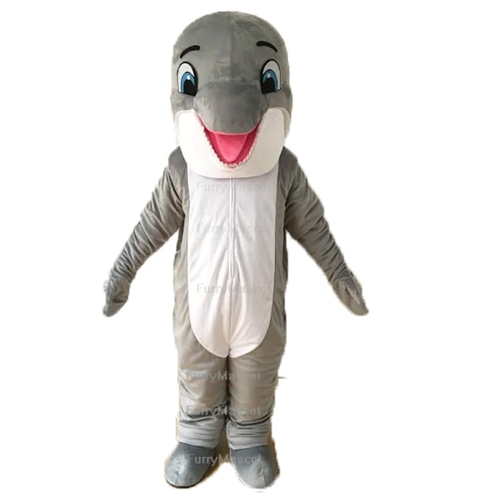 Grey Dolphin Mascot Costume Adult Size for School Spirits