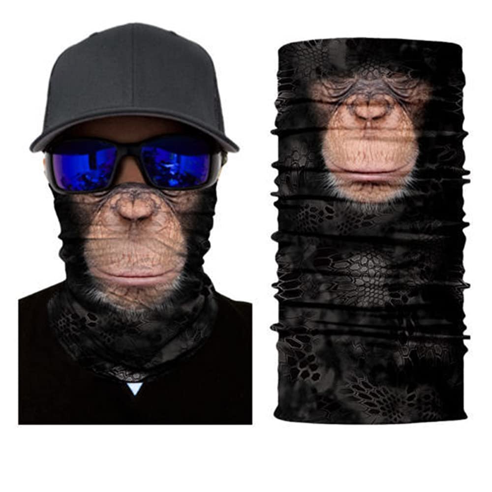 DHSOU Seamless Neck Gaiter Shield Scarf Bandana Face Mask for Motorcycle Cycling Riding Running Headbands Headware (Chimpanzee)